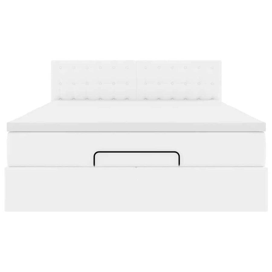 Ottoman bed met matras 140x200cm kunstleer wit