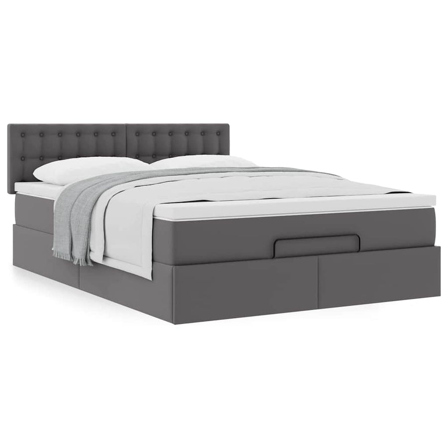 Ottoman bed met matras 140x200cm kunstleer grijs