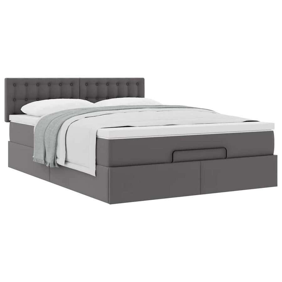 Ottoman bed met matras 140x200cm kunstleer grijs
