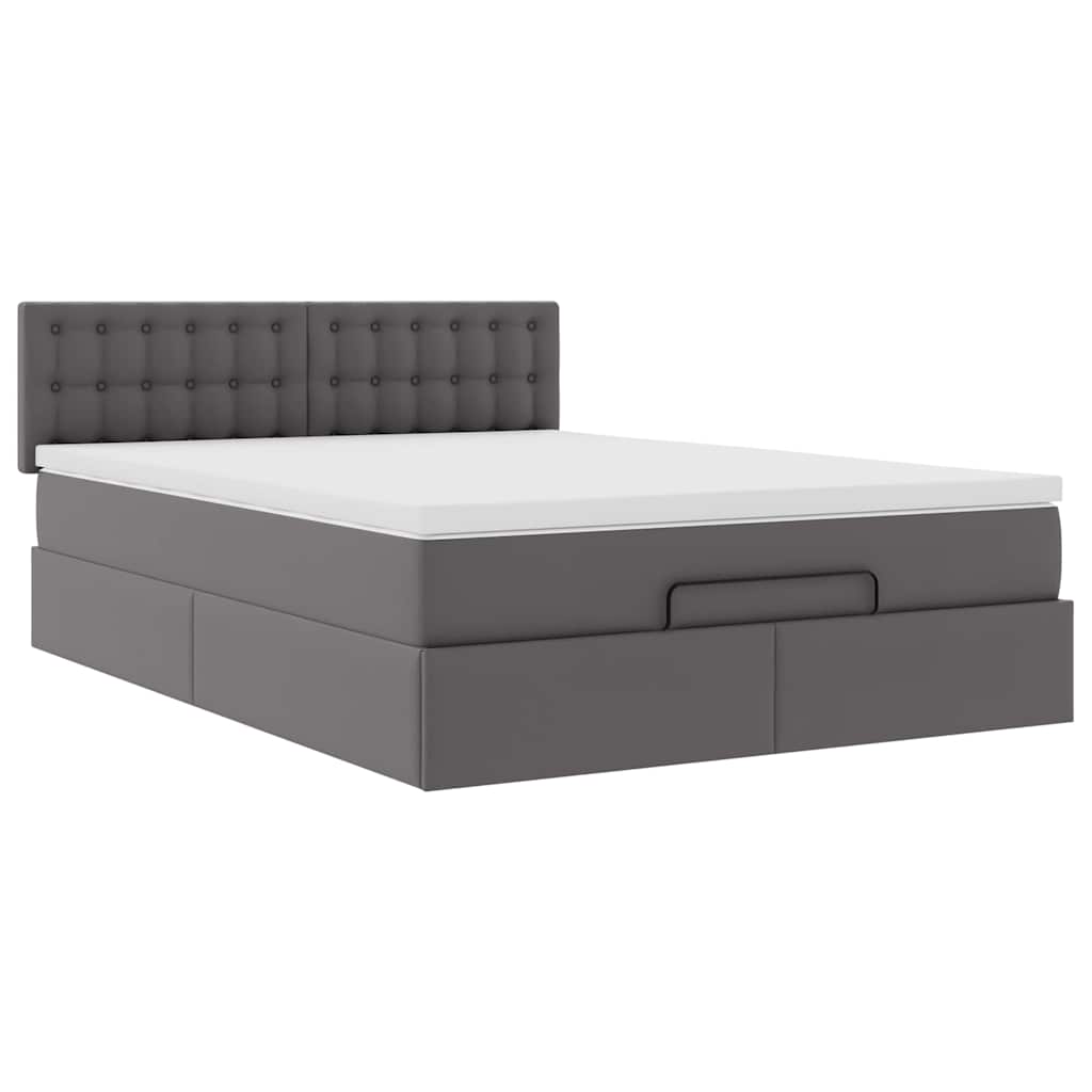 Ottoman bed met matras 140x200cm kunstleer grijs