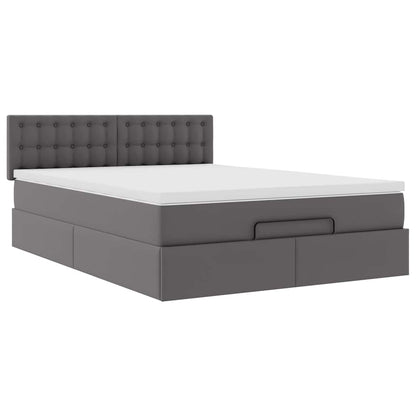 Ottoman bed met matras 140x200cm kunstleer grijs