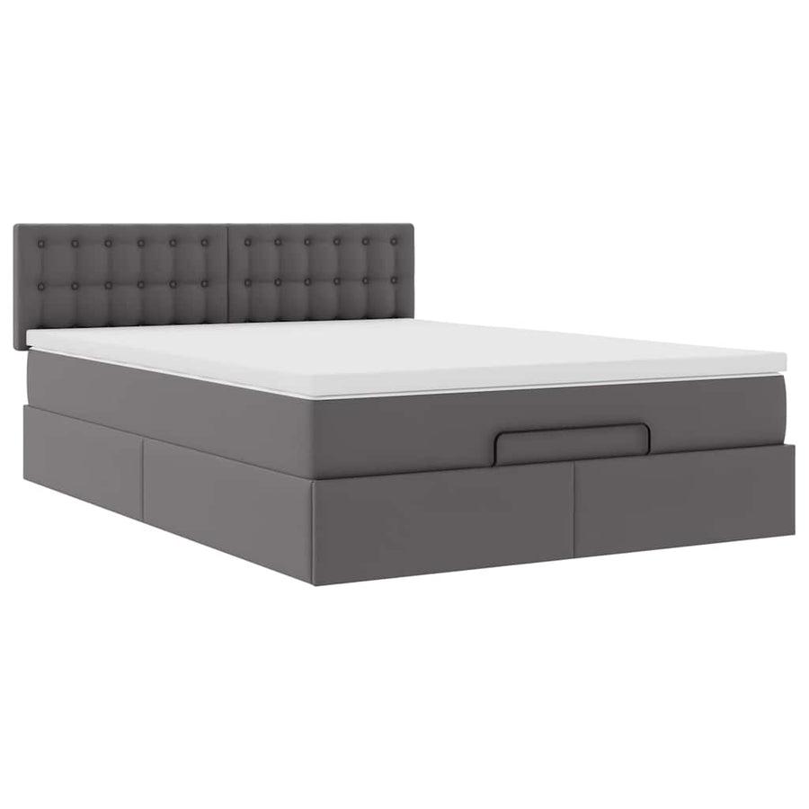 Ottoman bed met matras 140x200cm kunstleer grijs