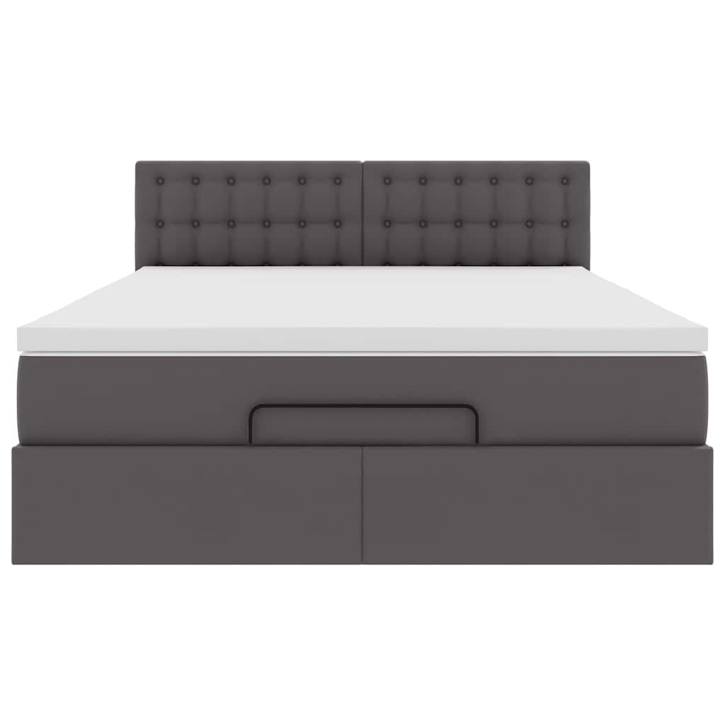 Ottoman bed met matras 140x200cm kunstleer grijs