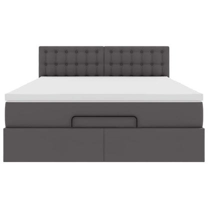 Ottoman bed met matras 140x200cm kunstleer grijs