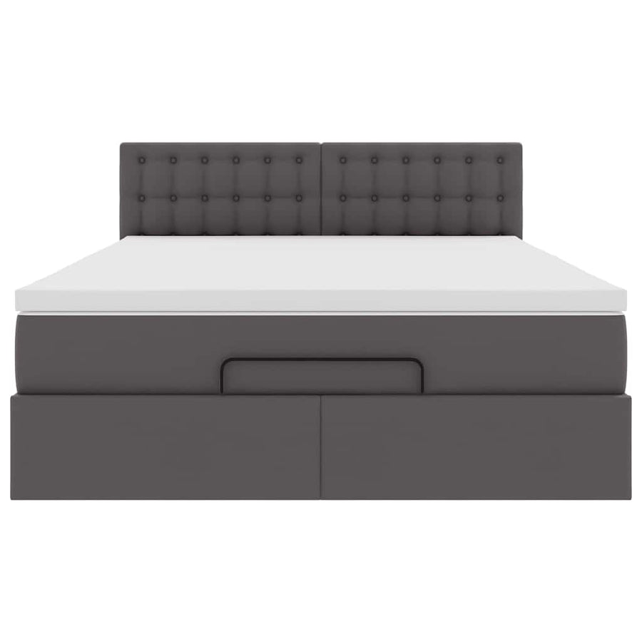 Ottoman bed met matras 140x200cm kunstleer grijs