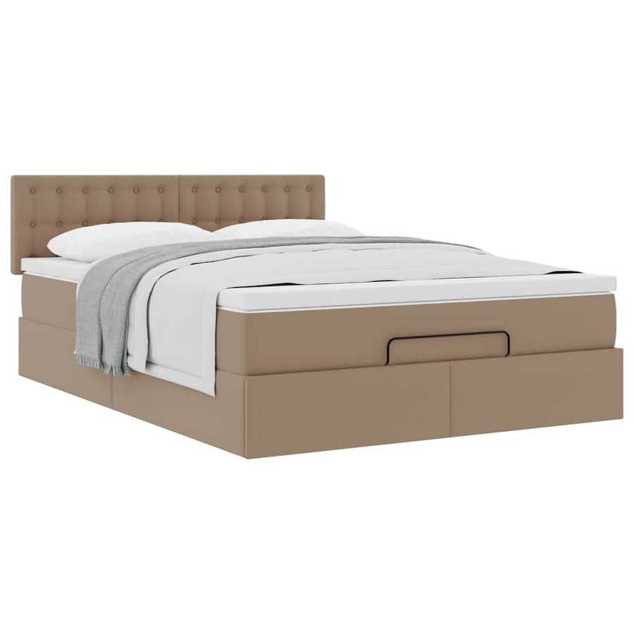 Ottoman bed met matras 140x200cm kunstleer cappuccinokleurig