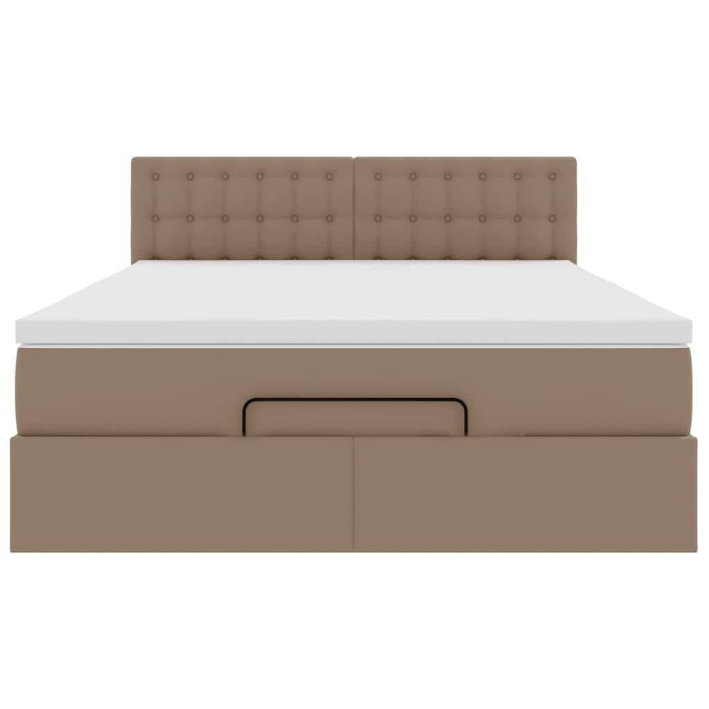 Ottoman bed met matras 140x200cm kunstleer cappuccinokleurig