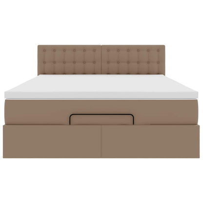 Ottoman bed met matras 140x200cm kunstleer cappuccinokleurig