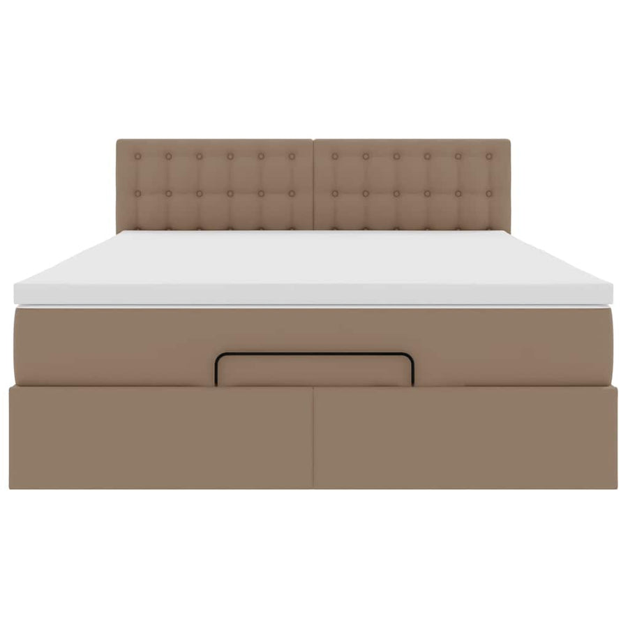 Ottoman bed met matras 140x200cm kunstleer cappuccinokleurig