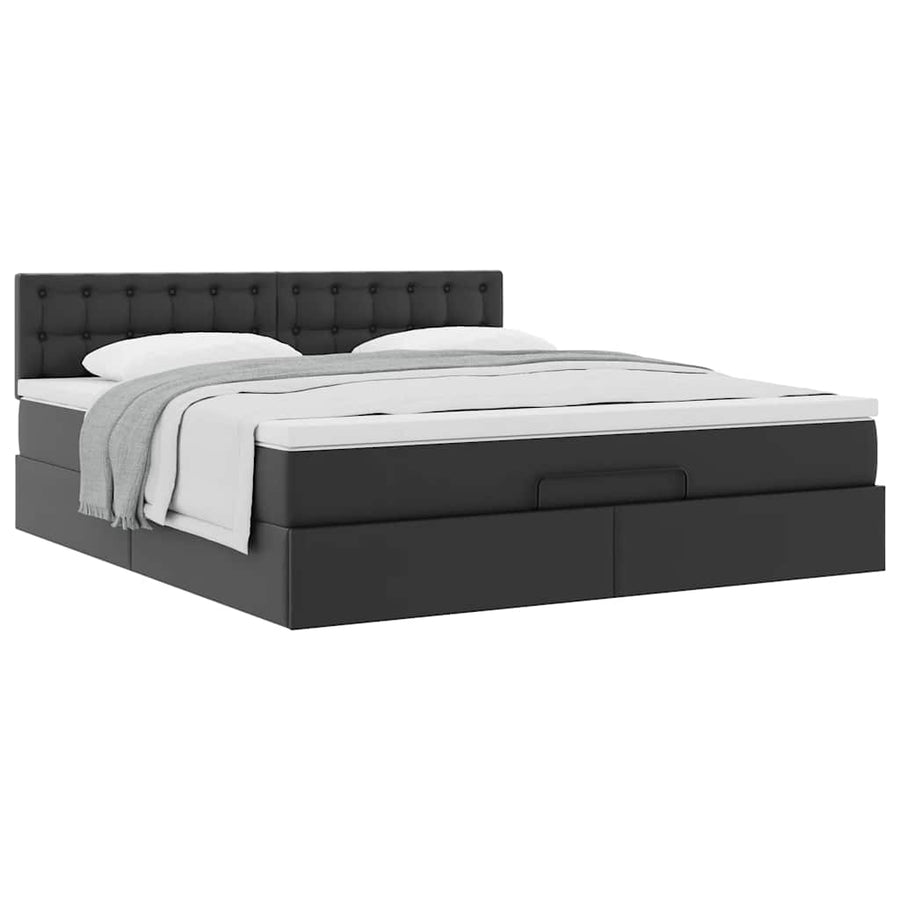 Ottoman bed met matras 160x200cm kunstleer zwart