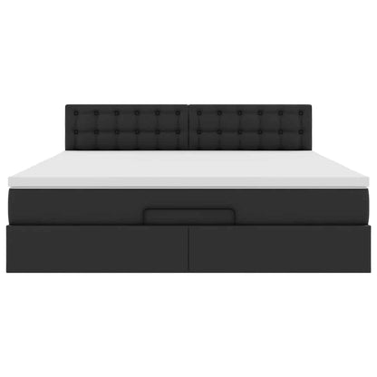 Ottoman bed met matras 160x200cm kunstleer zwart