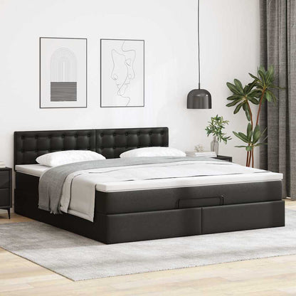 Ottoman bed met matras 160x200cm kunstleer zwart