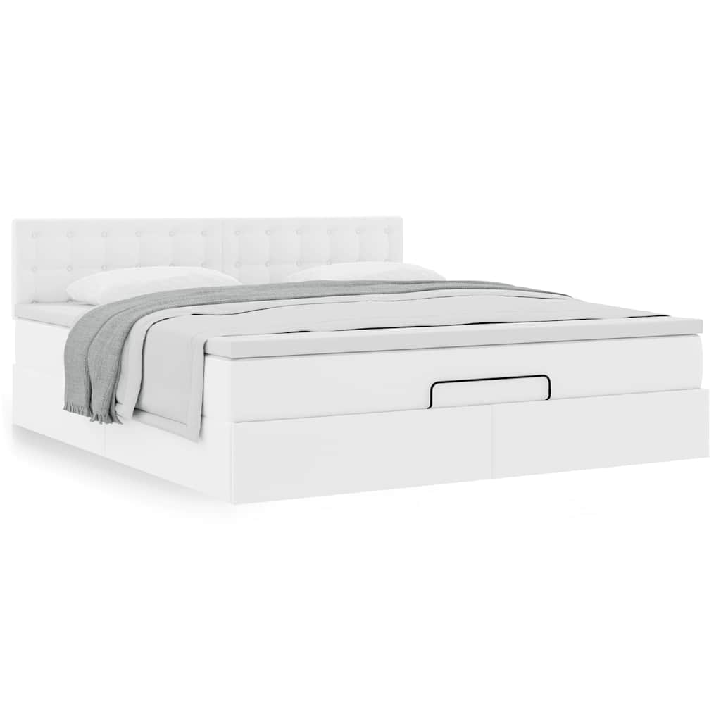 Ottoman bed met matras 160x200cm kunstleer wit