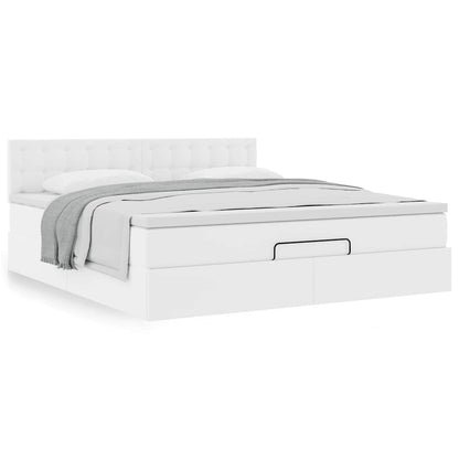 Ottoman bed met matras 160x200cm kunstleer wit