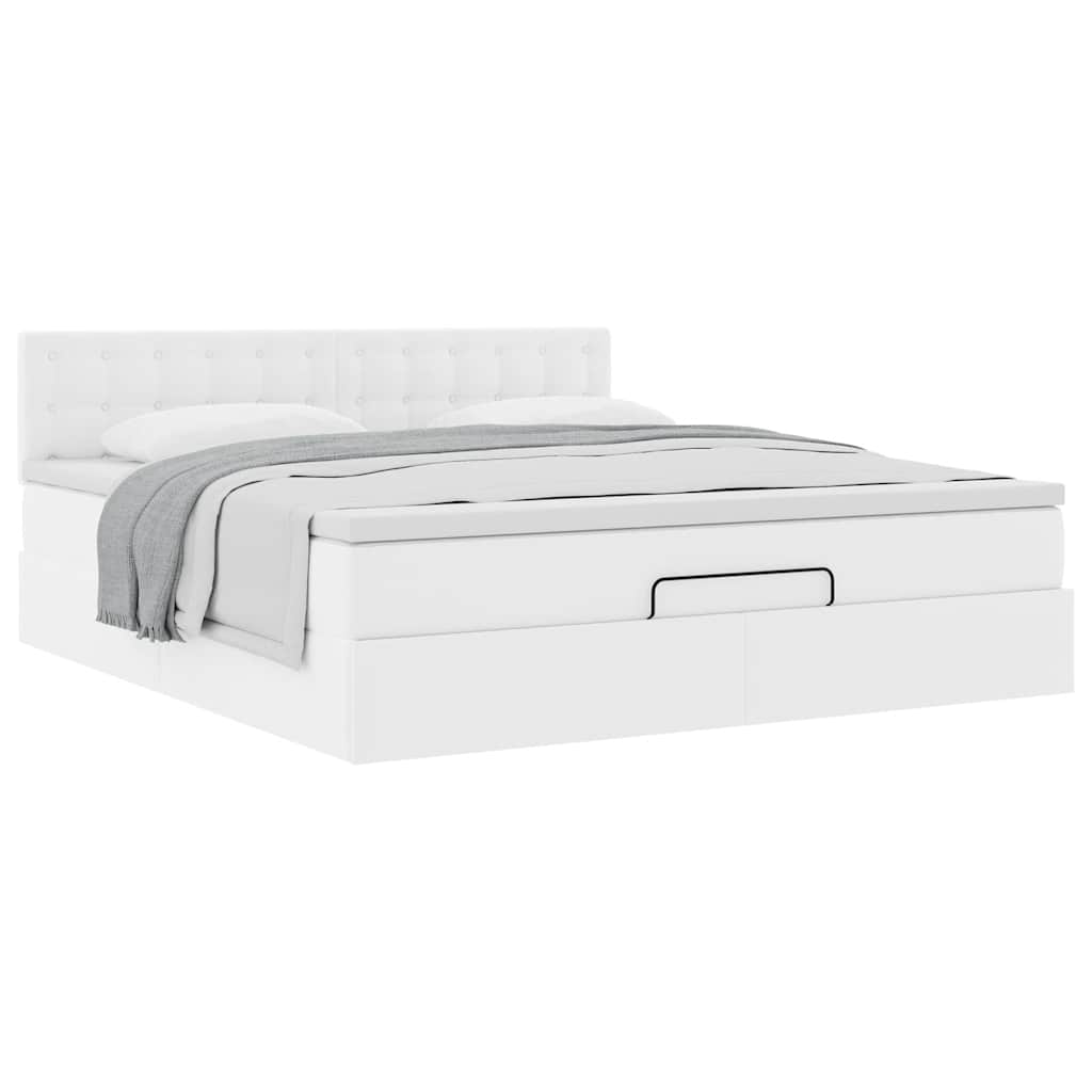 Ottoman bed met matras 160x200cm kunstleer wit