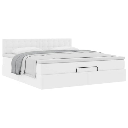 Ottoman bed met matras 160x200cm kunstleer wit