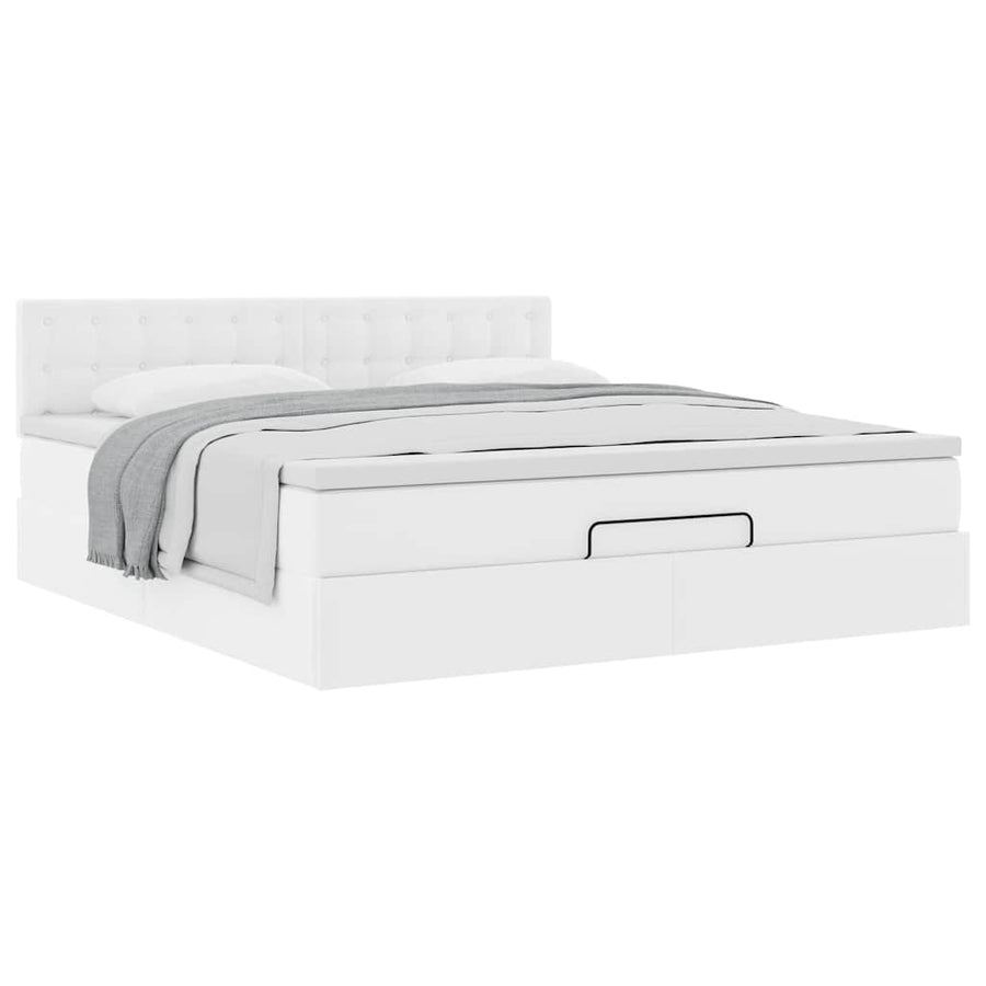 Ottoman bed met matras 160x200cm kunstleer wit