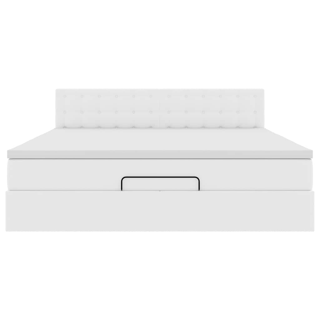 Ottoman bed met matras 160x200cm kunstleer wit