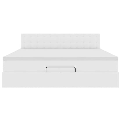 Ottoman bed met matras 160x200cm kunstleer wit
