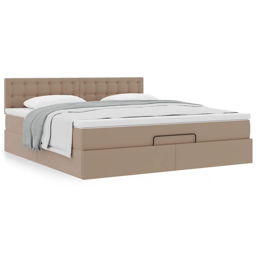 Ottoman bed met matras 160x200cm kunstleer cappuccinokleurig