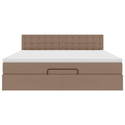 Ottoman bed met matras 160x200cm kunstleer cappuccinokleurig