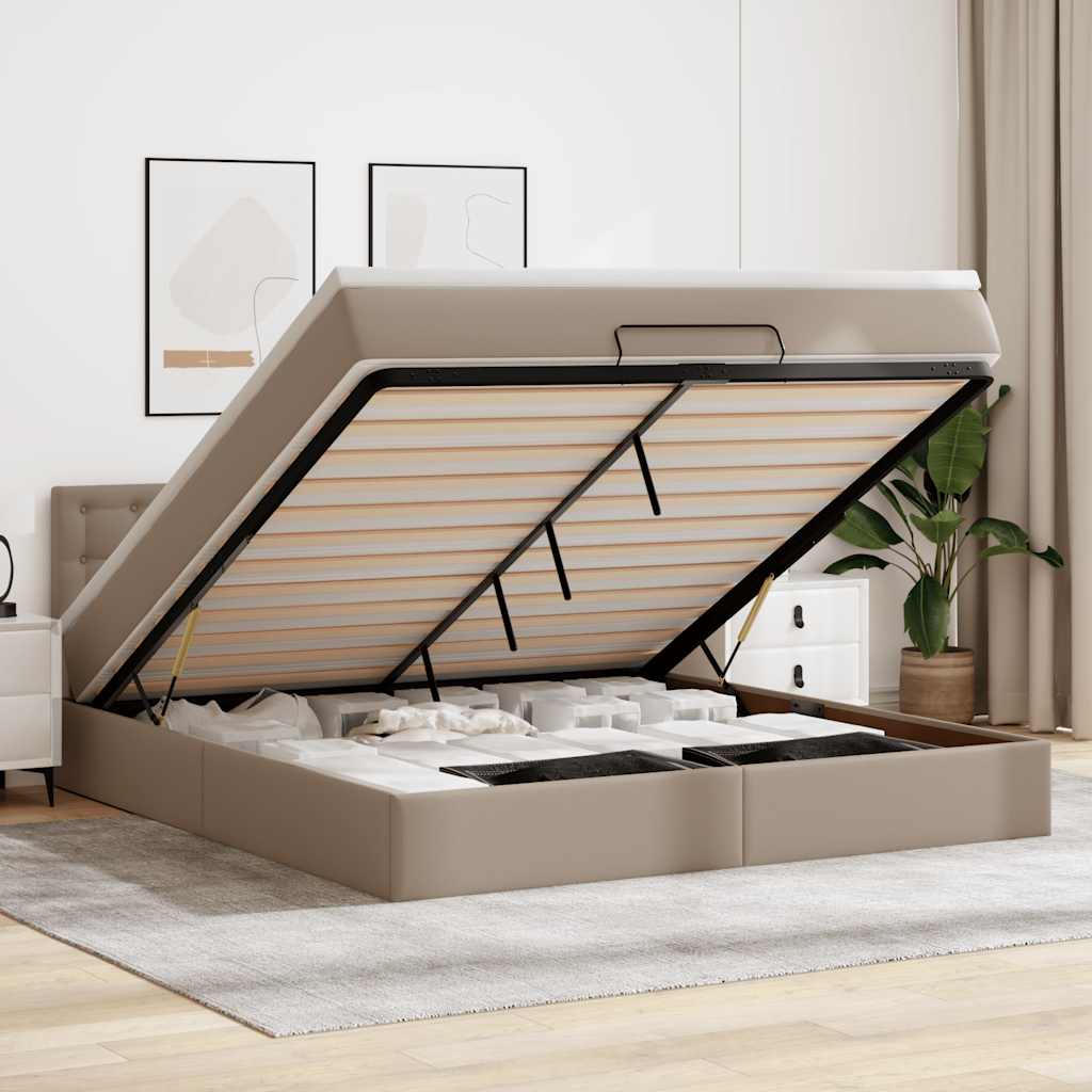Ottoman bed met matras 160x200cm kunstleer cappuccinokleurig