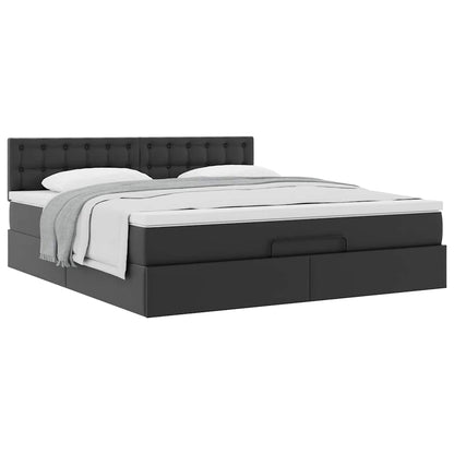 Ottoman bed met matras 180x200cm kunstleer zwart