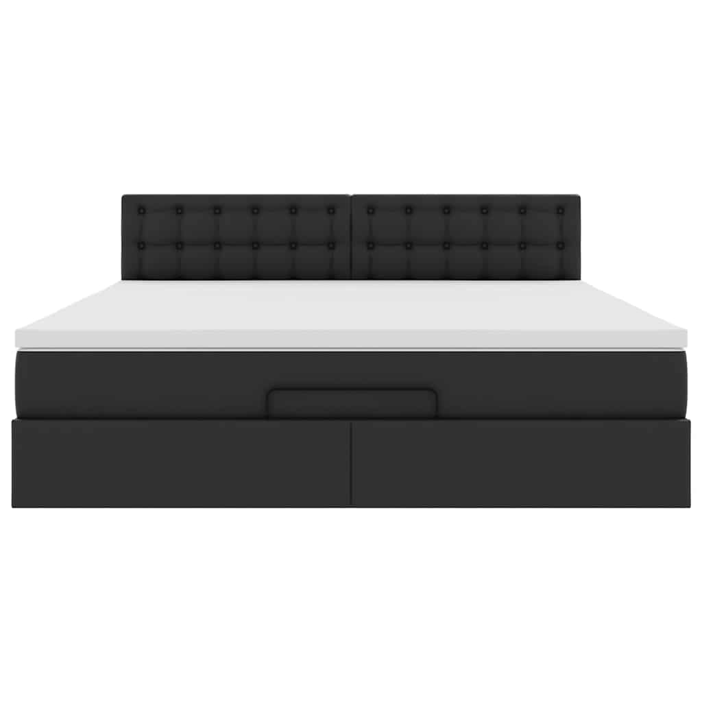 Ottoman bed met matras 180x200cm kunstleer zwart