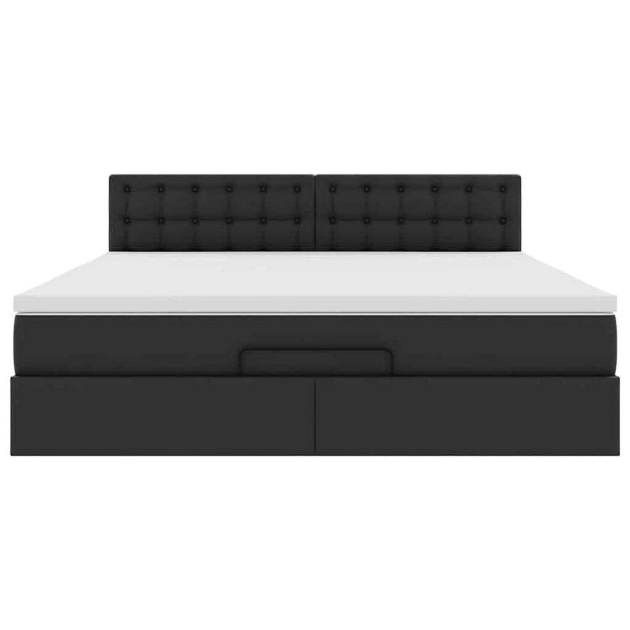 Ottoman bed met matras 180x200cm kunstleer zwart