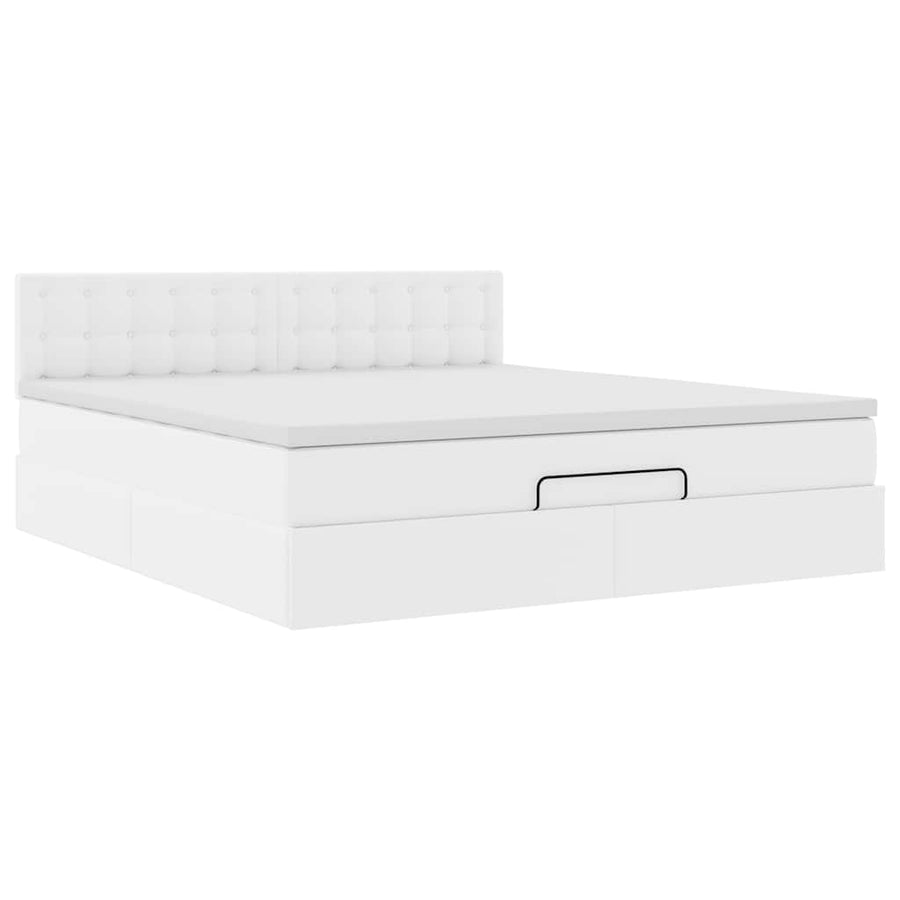 Ottoman bed met matras 180x200cm kunstleer wit