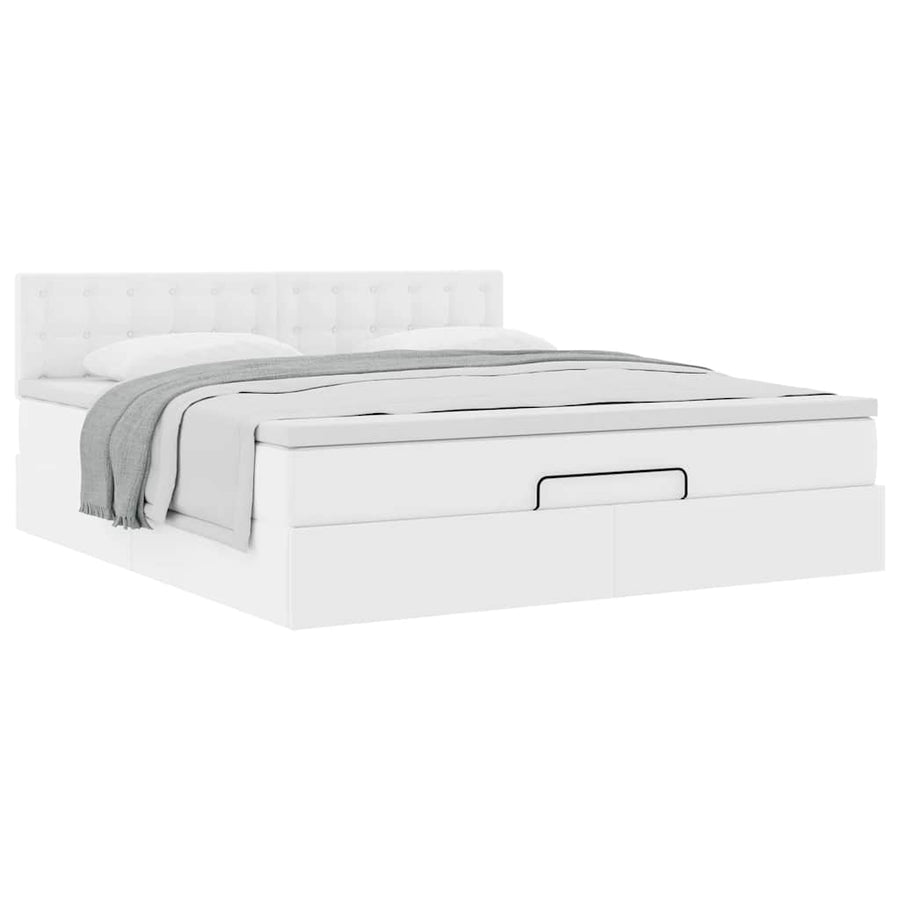 Ottoman bed met matras 180x200cm kunstleer wit