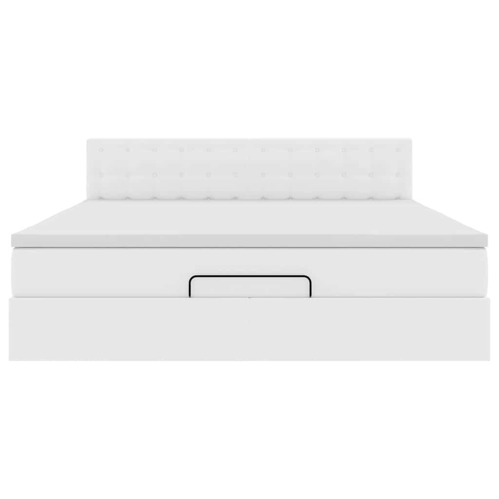 Ottoman bed met matras 180x200cm kunstleer wit