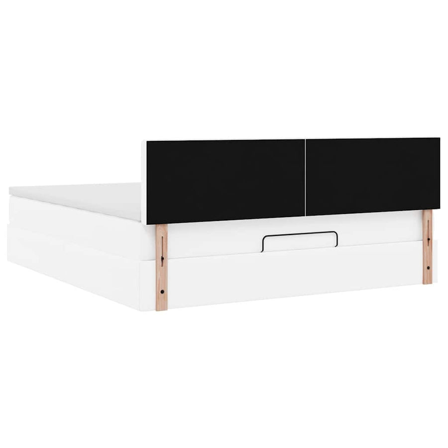 Ottoman bed met matras 180x200cm kunstleer wit