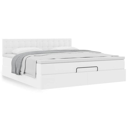 Ottoman bed met matras 180x200cm kunstleer wit