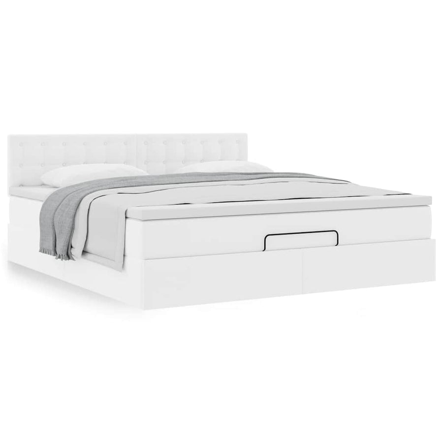 Ottoman bed met matras 180x200cm kunstleer wit
