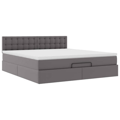 Ottoman bed met matras 180x200cm kunstleer grijs