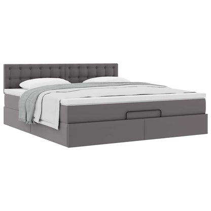 Ottoman bed met matras 180x200cm kunstleer grijs