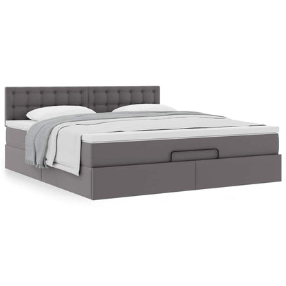 Ottoman bed met matras 180x200cm kunstleer grijs