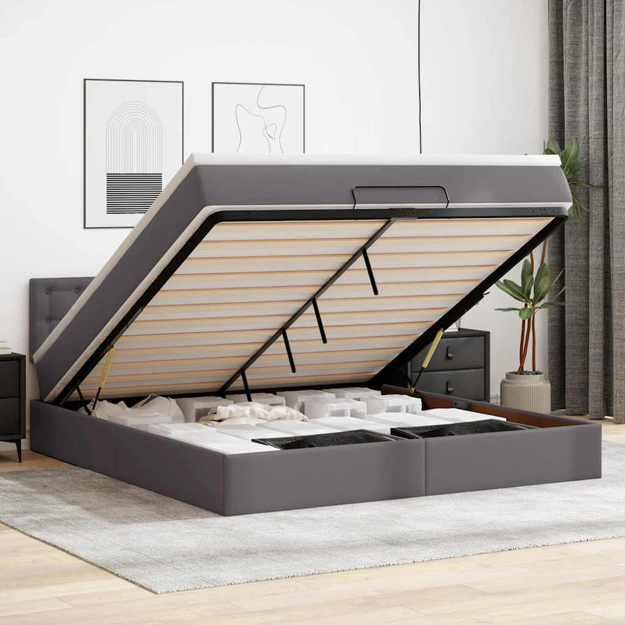 Ottoman bed met matras 180x200cm kunstleer grijs