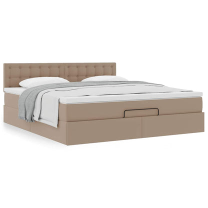 Ottoman bed met matras 180x200cm kunstleer cappuccinokleurig