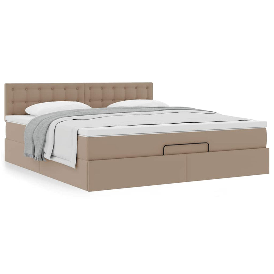Ottoman bed met matras 180x200cm kunstleer cappuccinokleurig