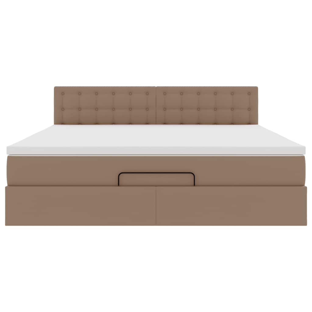 Ottoman bed met matras 180x200cm kunstleer cappuccinokleurig