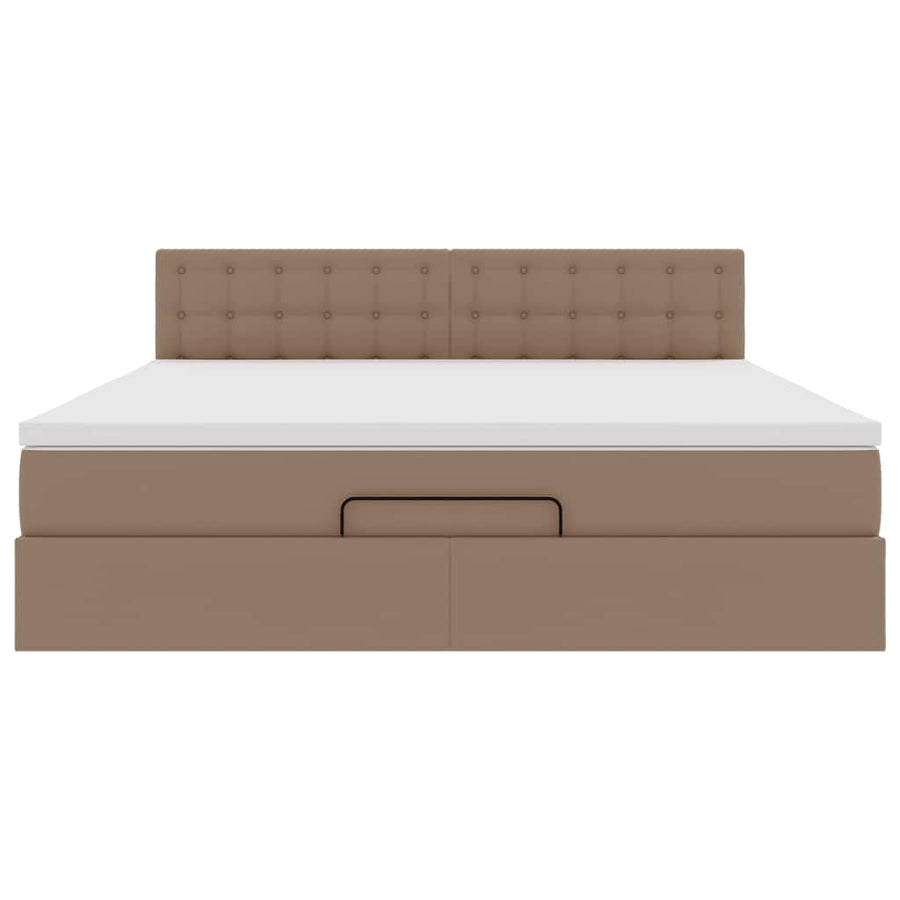 Ottoman bed met matras 180x200cm kunstleer cappuccinokleurig