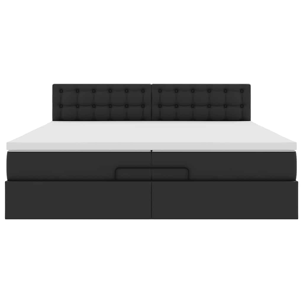 Ottoman bed met matrassen 200x200cm kunstleer zwart