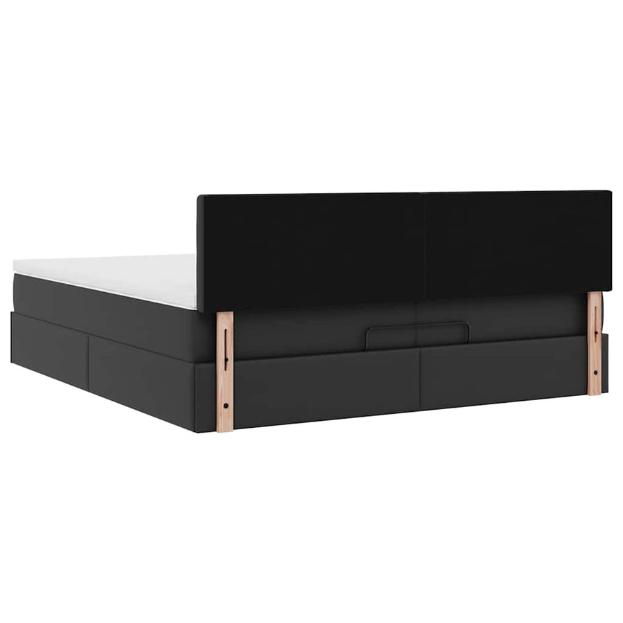 Ottoman bed met matrassen 200x200cm kunstleer zwart