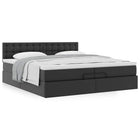 Ottoman bed with mattresses 200x200cm faux leather black