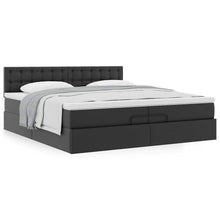 Ottoman bed met matrassen 200x200cm kunstleer zwart