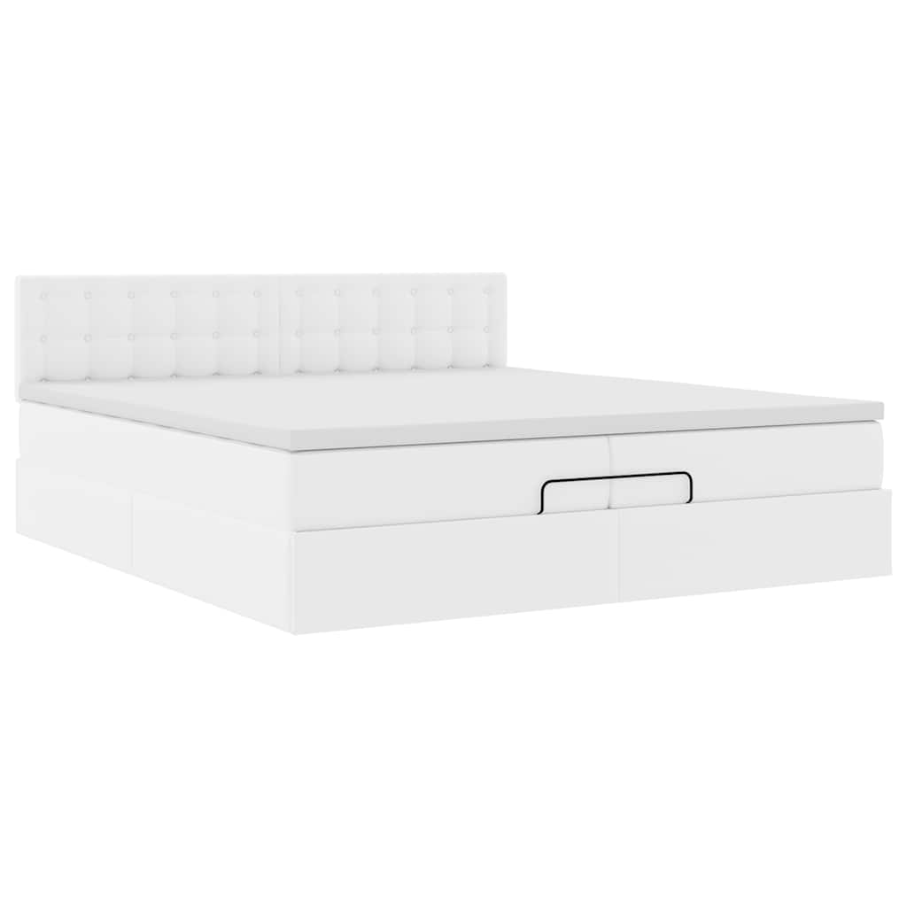 Ottoman bed met matrassen 200x200cm kunstleer wit
