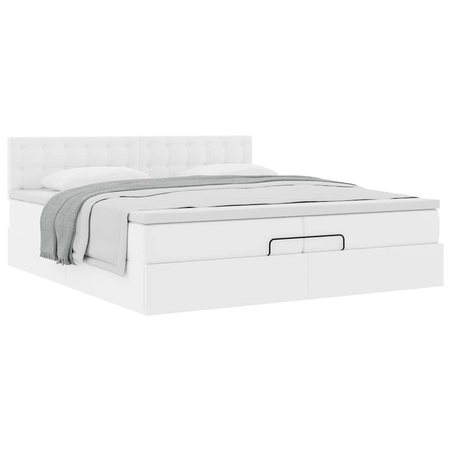 Ottoman bed met matrassen 200x200cm kunstleer wit