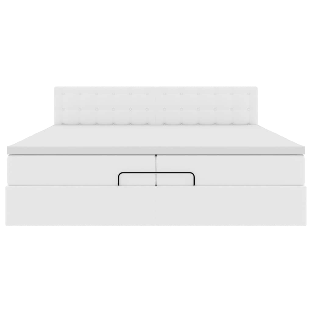 Ottoman bed met matrassen 200x200cm kunstleer wit